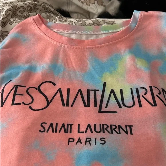 COPY!! Saint Laurent Multicolor Logo Sweatshirt Designer with Tie Dye Pattern - Picture 2 of 5